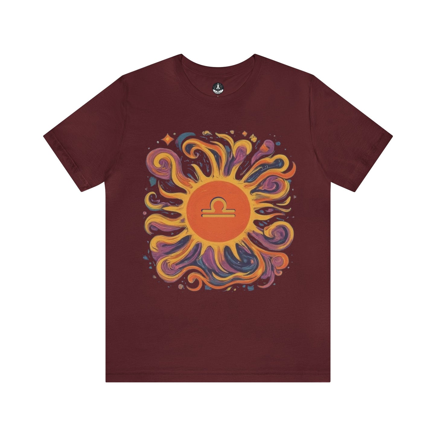 T-Shirt Maroon / S Libra Sun Harmony T-Shirt: Elegance in Equipoise