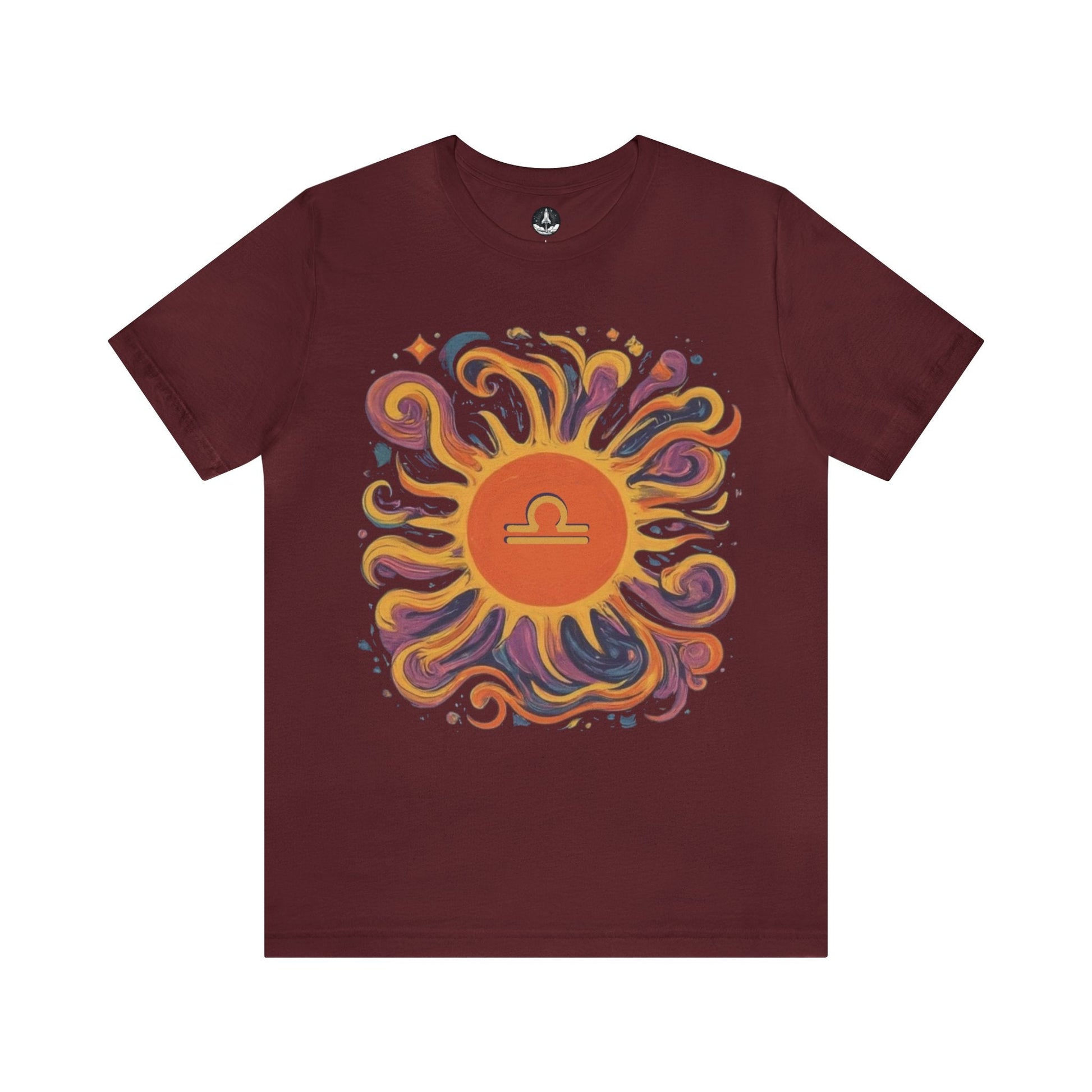 T-Shirt Maroon / S Libra Sun Harmony T-Shirt: Elegance in Equipoise