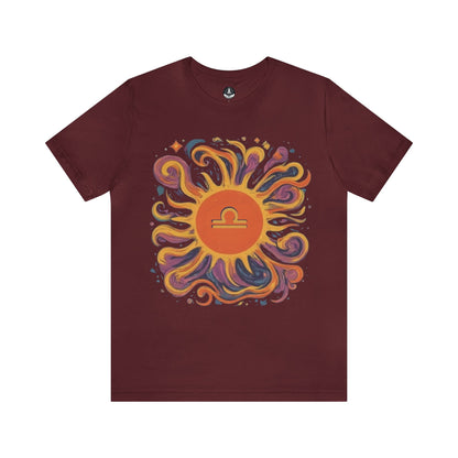 T-Shirt Maroon / S Libra Sun Harmony T-Shirt: Elegance in Equipoise