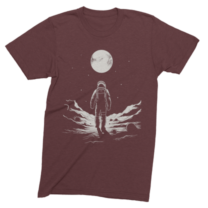 T-Shirt Maroon / S Lone Astronaut Moon Explorer T-Shirt