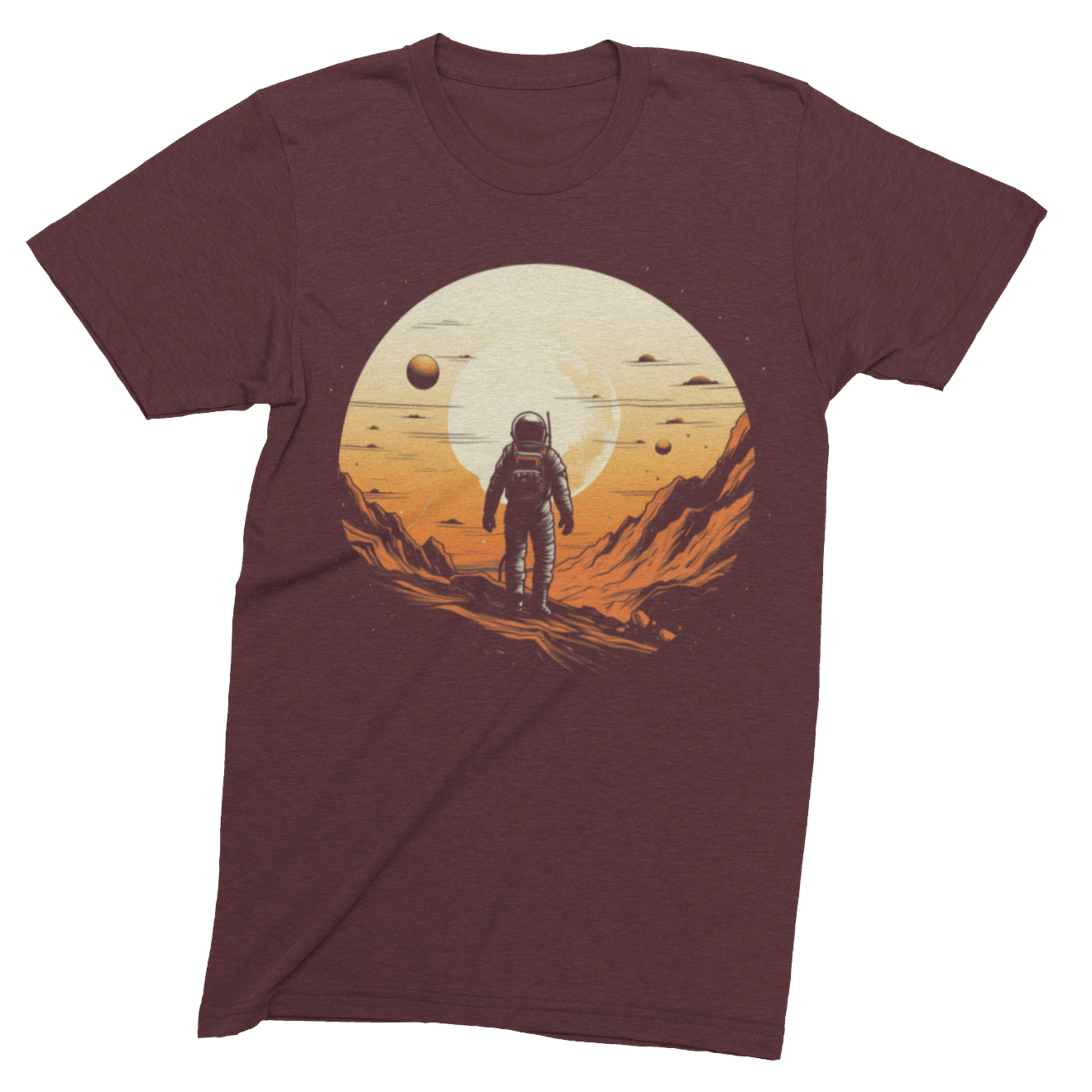 T-Shirt Maroon / S Lunar Explorer: Astronaut on the Moon T-Shirt