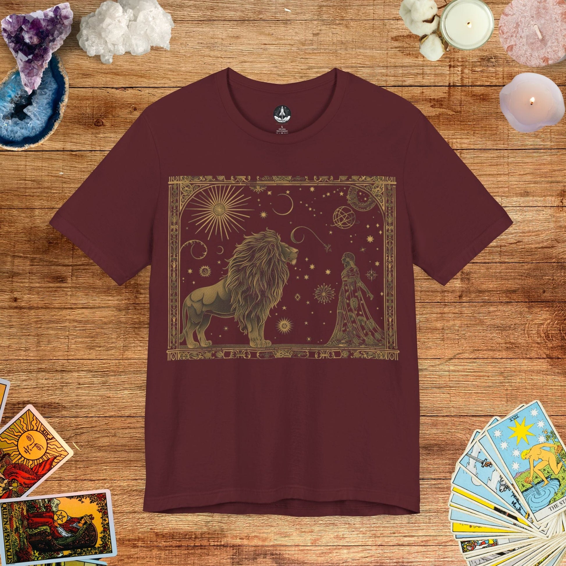 T-Shirt Maroon / S Majestic Leo Tarot Card T-Shirt