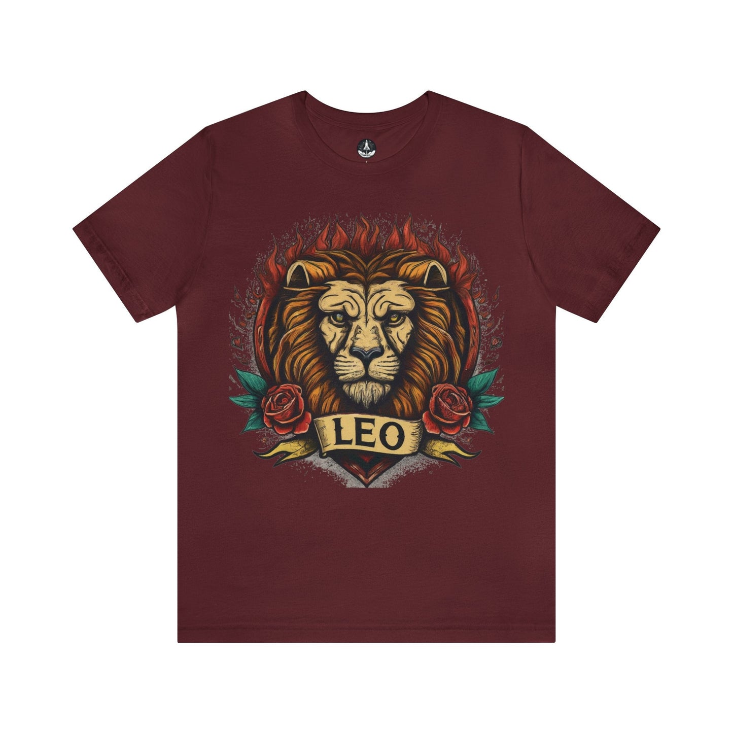 T-Shirt Maroon / S Old School Leo Heart Tattoo T-Shirt