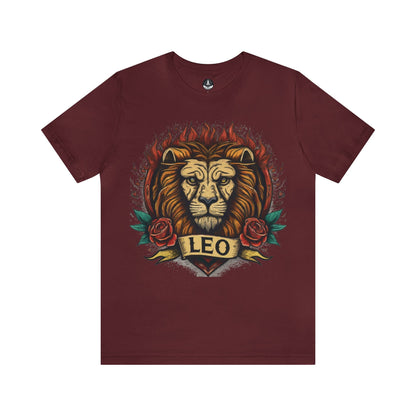 T-Shirt Maroon / S Old School Leo Heart Tattoo T-Shirt