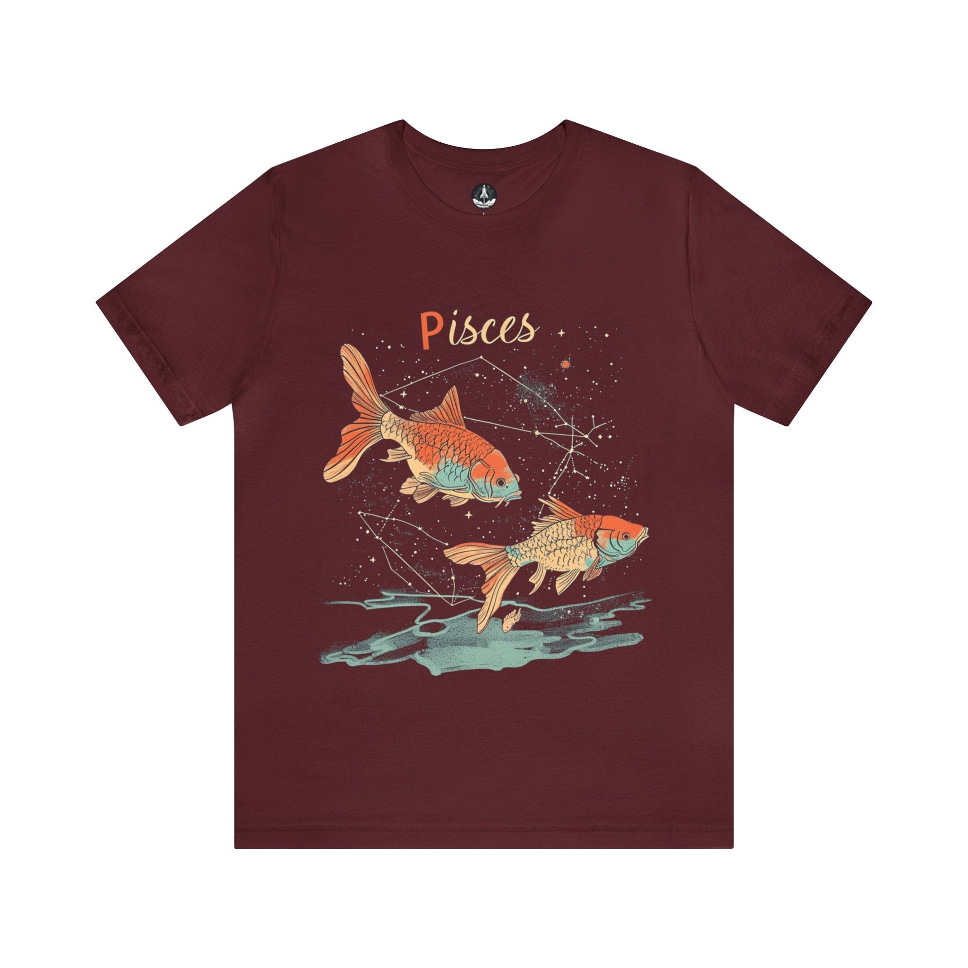 T-Shirt Maroon / S Pisces Art T-Shirt: Organic Cotton Zodiac Wear