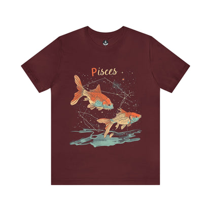 T-Shirt Maroon / S Pisces Art T-Shirt: Organic Cotton Zodiac Wear