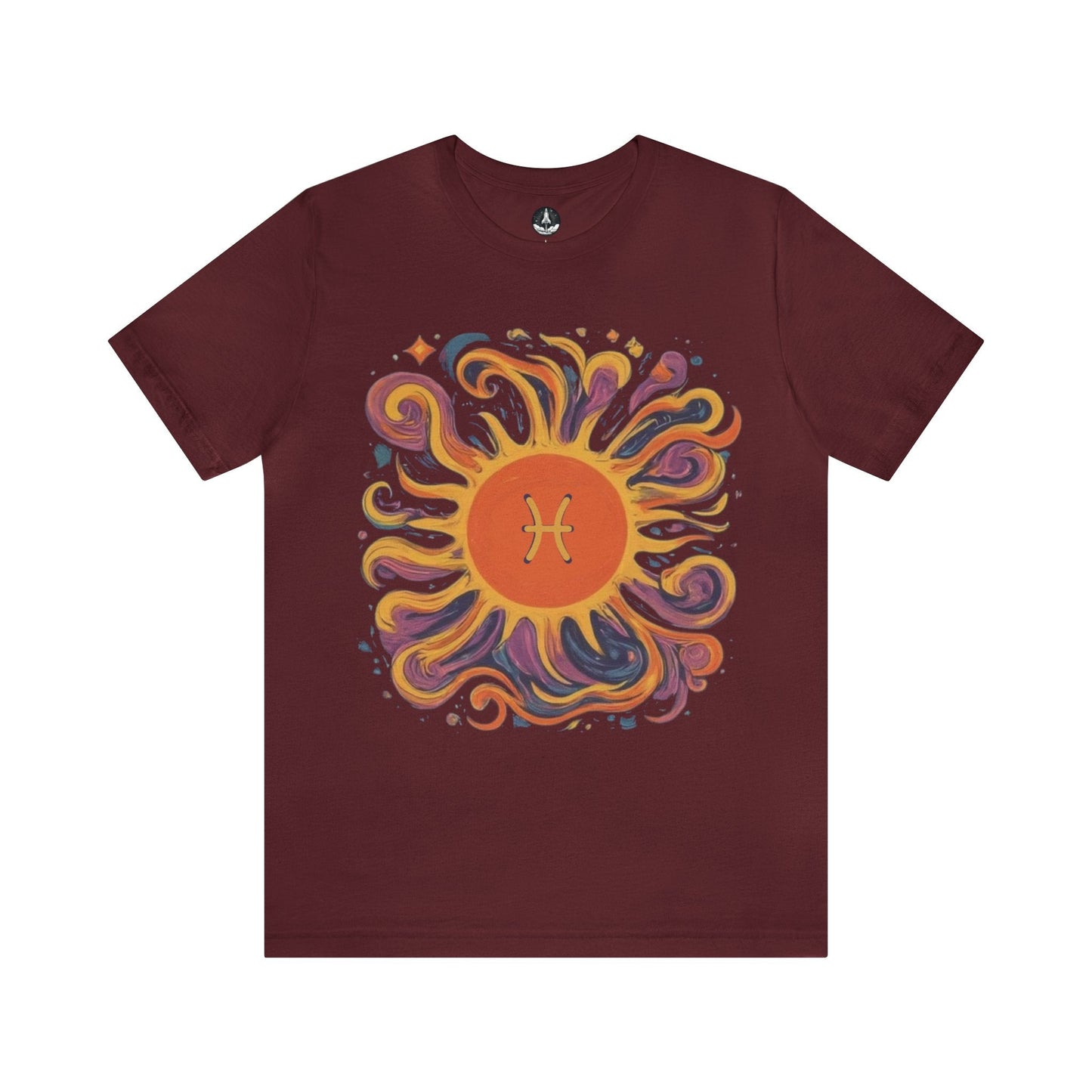 T-Shirt Maroon / S Pisces Sun Sign Soft T-Shirt: Flow with the Cosmic Current