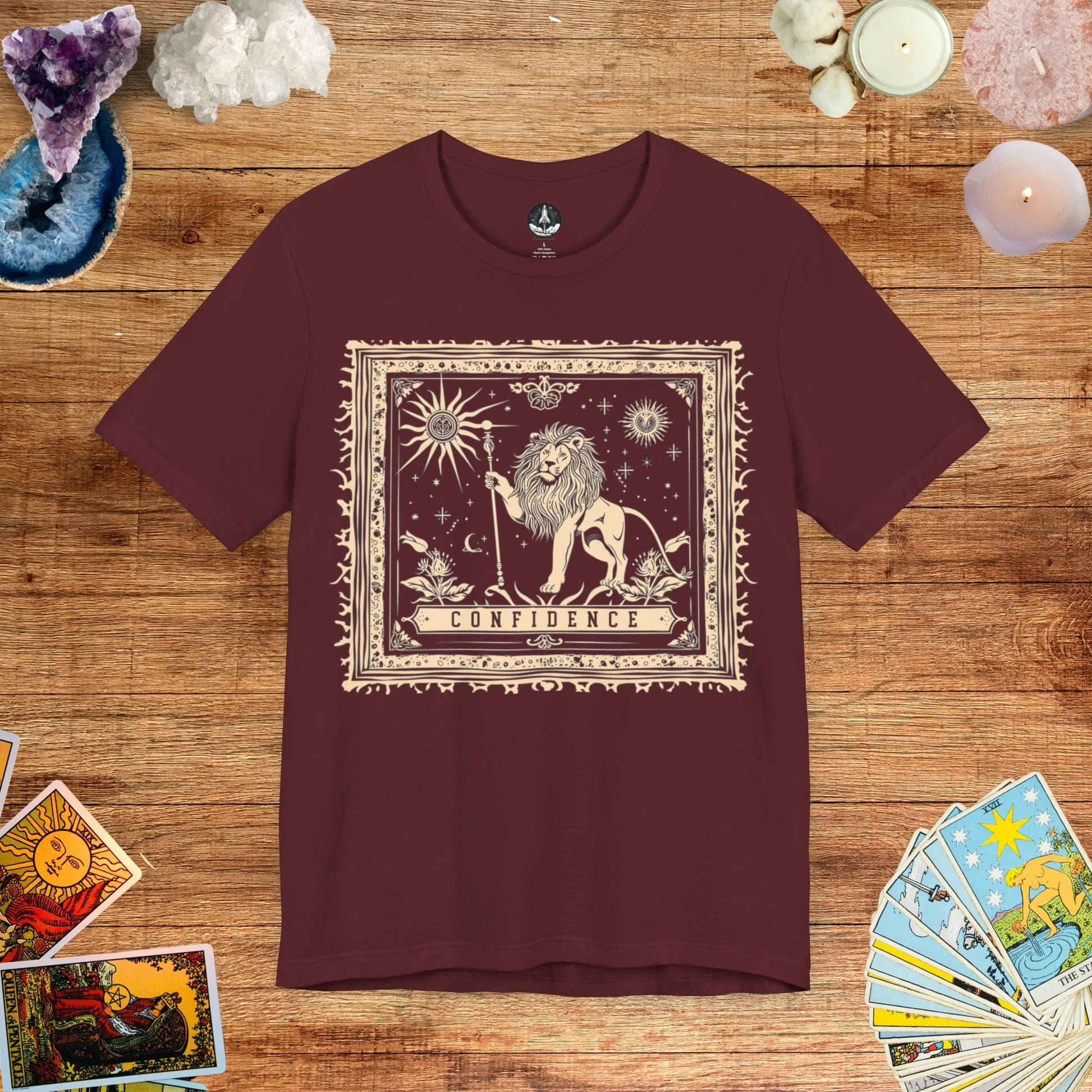 T-Shirt Maroon / S Royal Confidence Leo Tarot Card T-Shirt