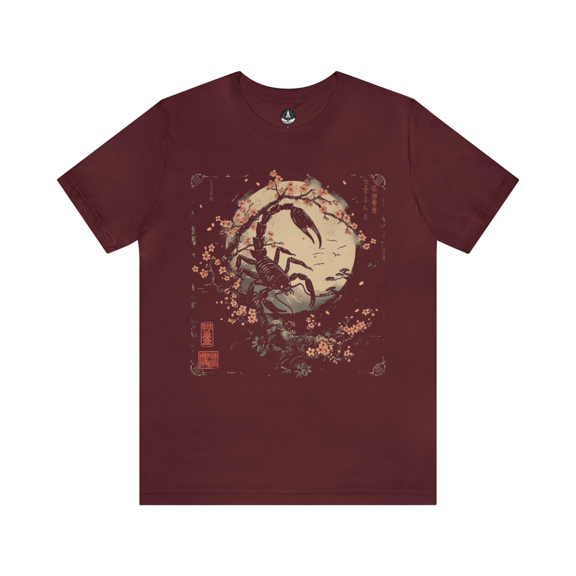 T-Shirt Maroon / S Scorpio's Night Sky TShirt: Japanese Art in Premium Cotton Blend