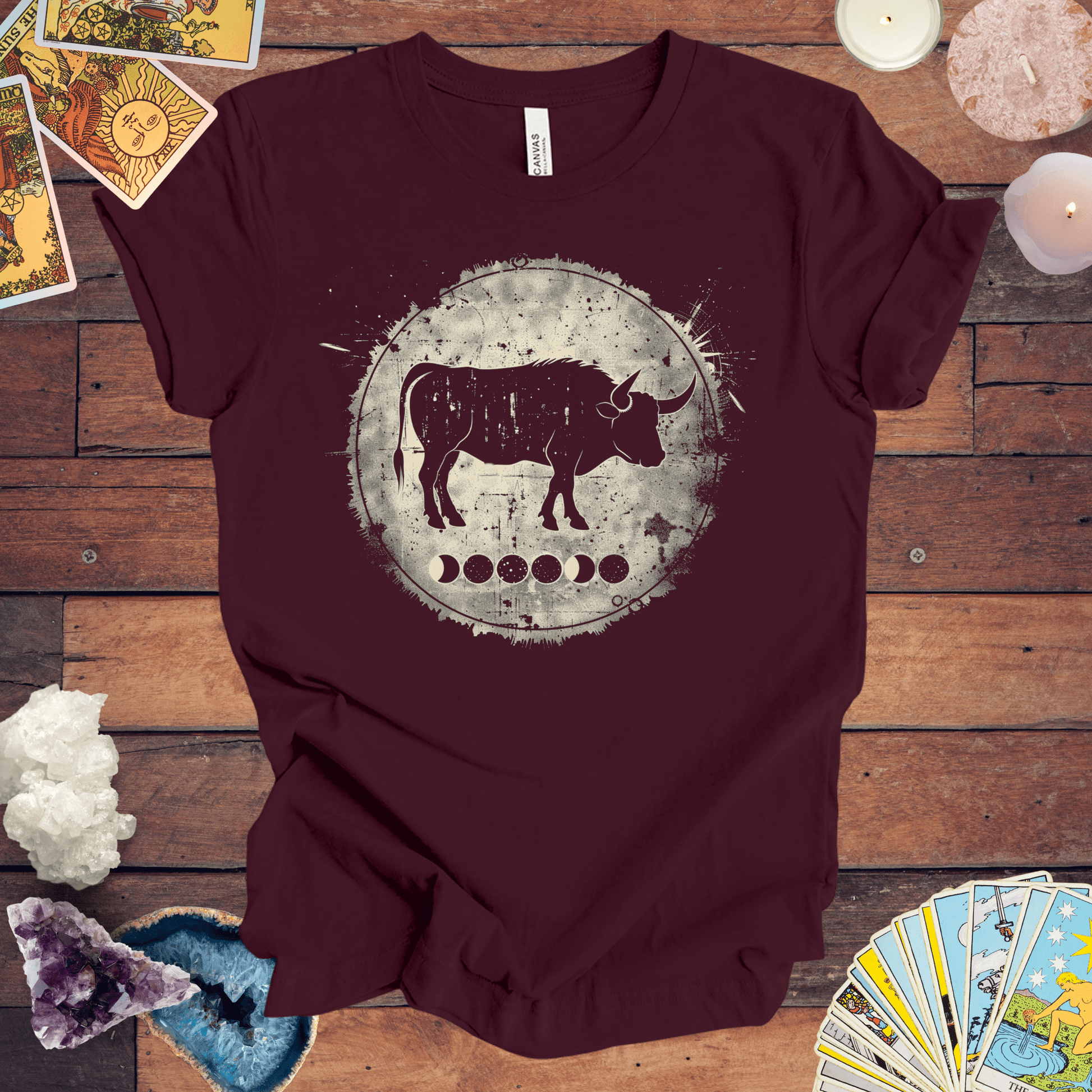 T-Shirt Maroon / S Taurus Lunar Phase T-Shirt