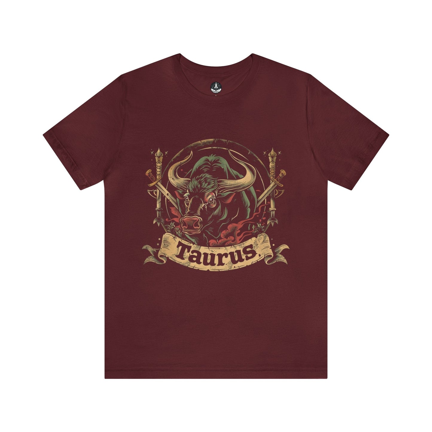 T-Shirt Maroon / S Taurus Warrior Crest T-Shirt: Bold Zodiac Statement