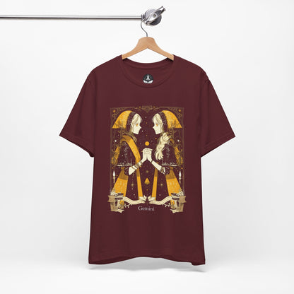 T-Shirt Maroon / S The Curious Twins: Gemini Tarot Card T-Shirt