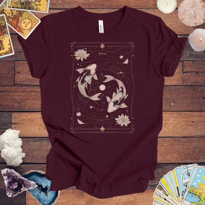 T-Shirt Maroon / S The Dreamy Fish: Pisces Tarot Card T-Shirt