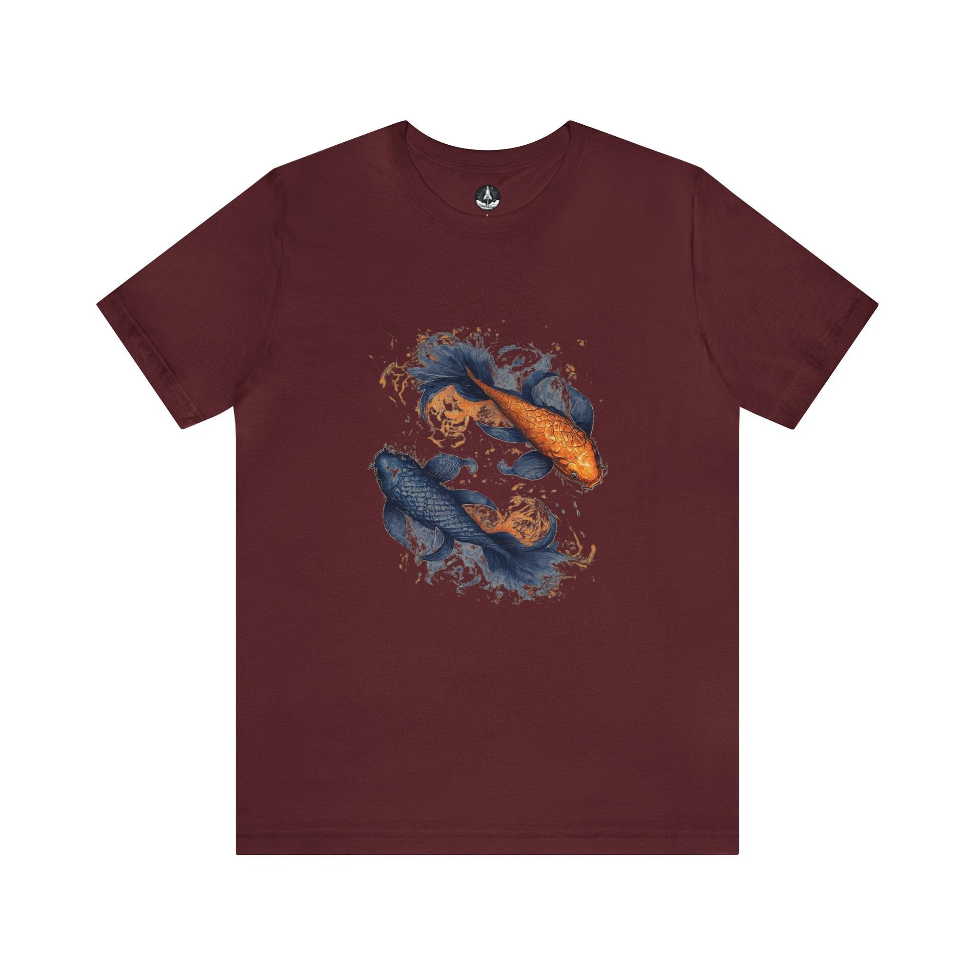 T-Shirt Maroon / S Traditional Pisces Koi T-Shirt