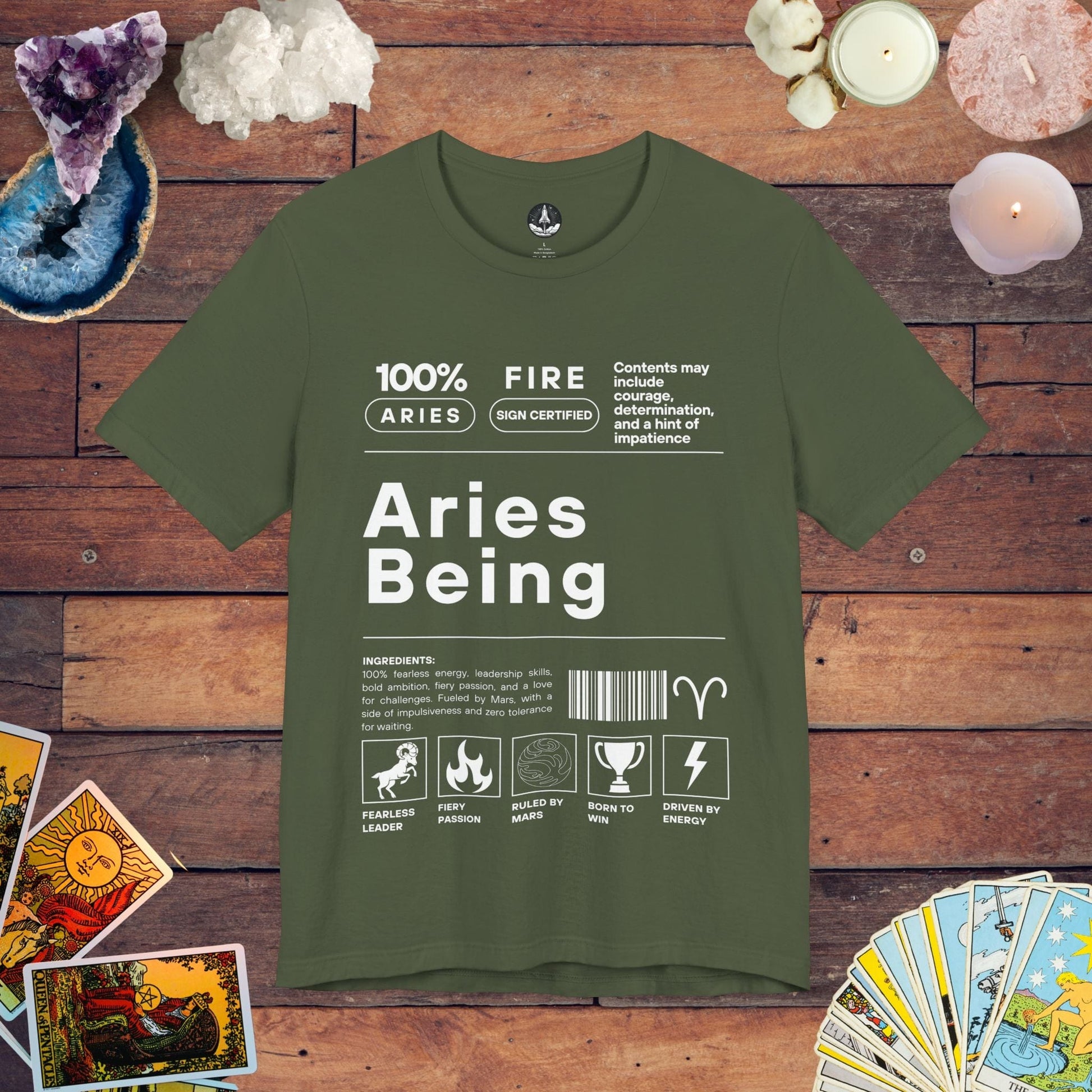 T-Shirt Military Green / S Aries Being - Bold Zodiac-Inspired T-Shirt