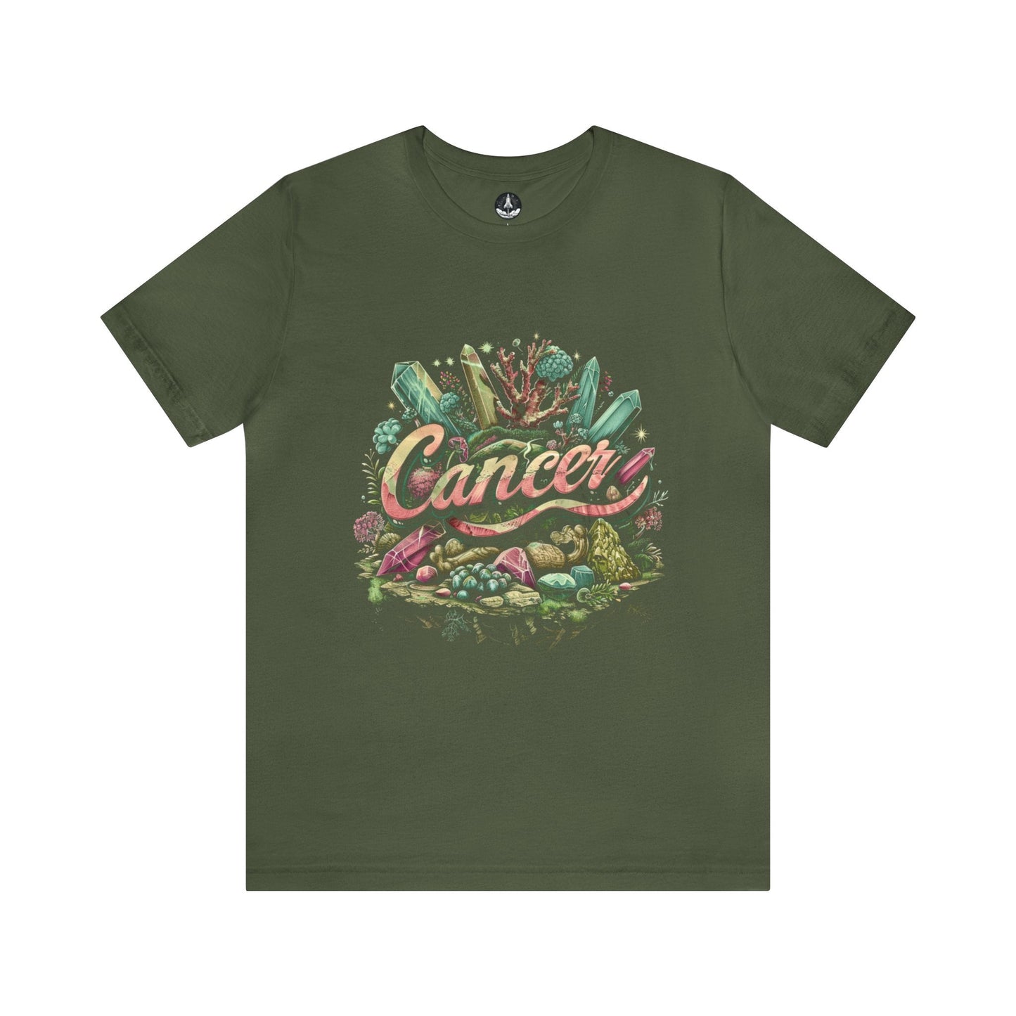 T-Shirt Military Green / S Cancer Healing Crystals T-Shirt: Embrace Your Nurturing Essence