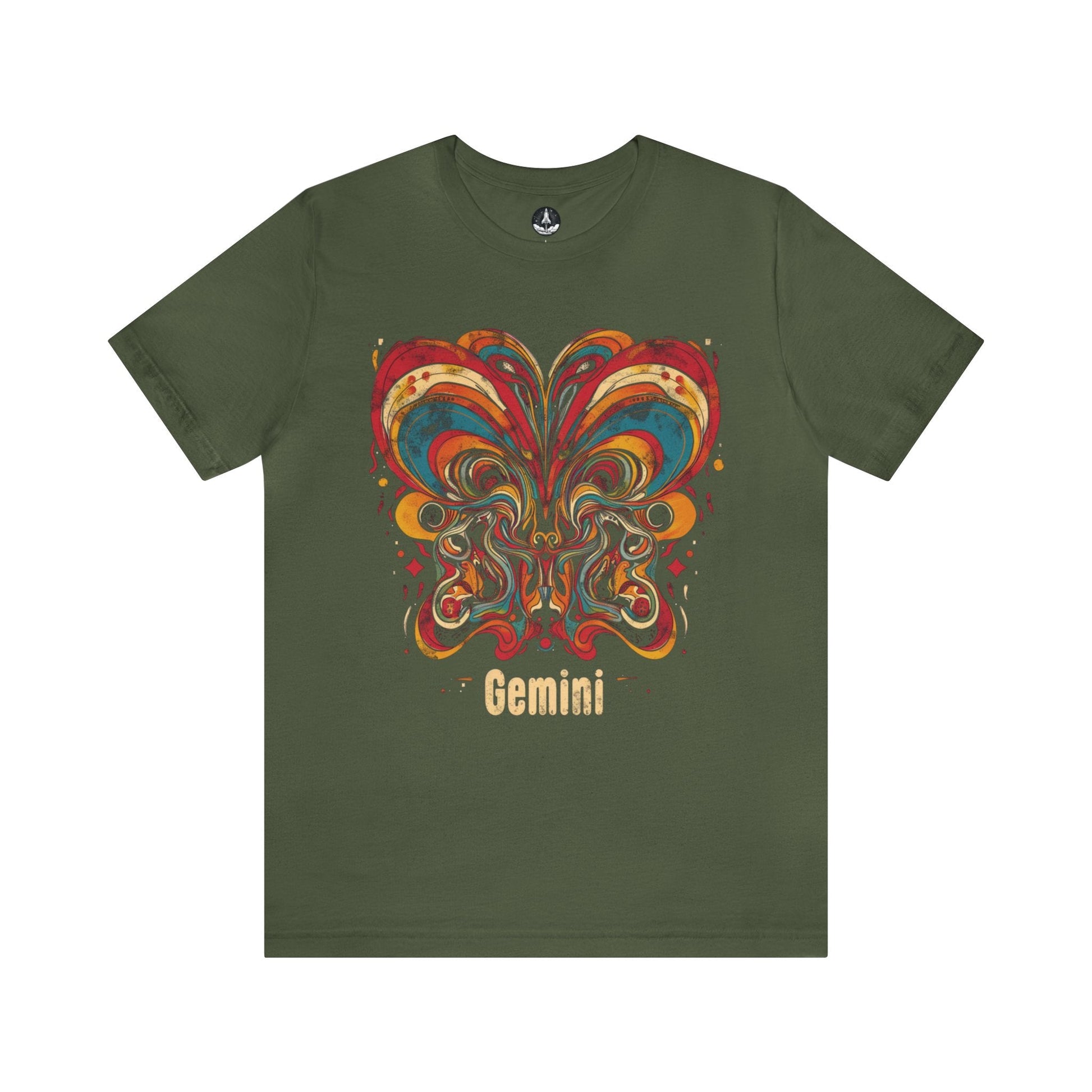 T-Shirt Military Green / S Gemini Abstract Essence T-Shirt: A Vivid Canvas of Duality