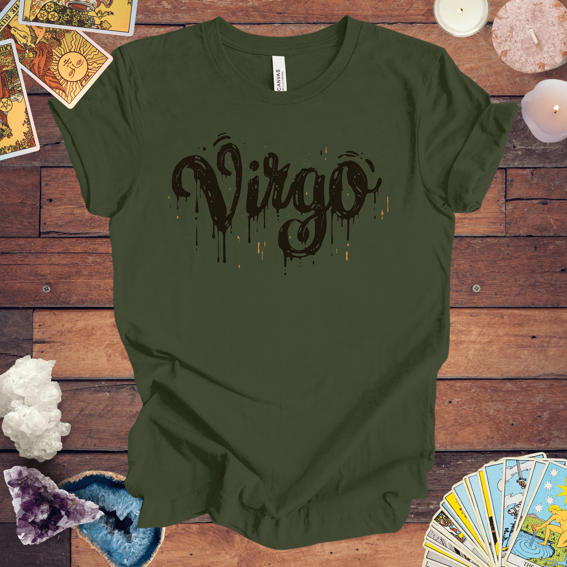 T-Shirt Military Green / S Inkwell Virtue Virgo TShirt: Melding Precision with Art