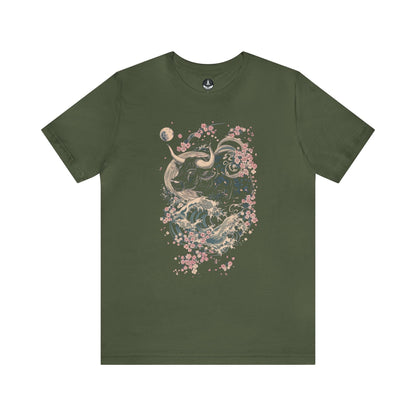 T-Shirt Military Green / S Taurus Floral Wave T-Shirt: Elegance in Motion