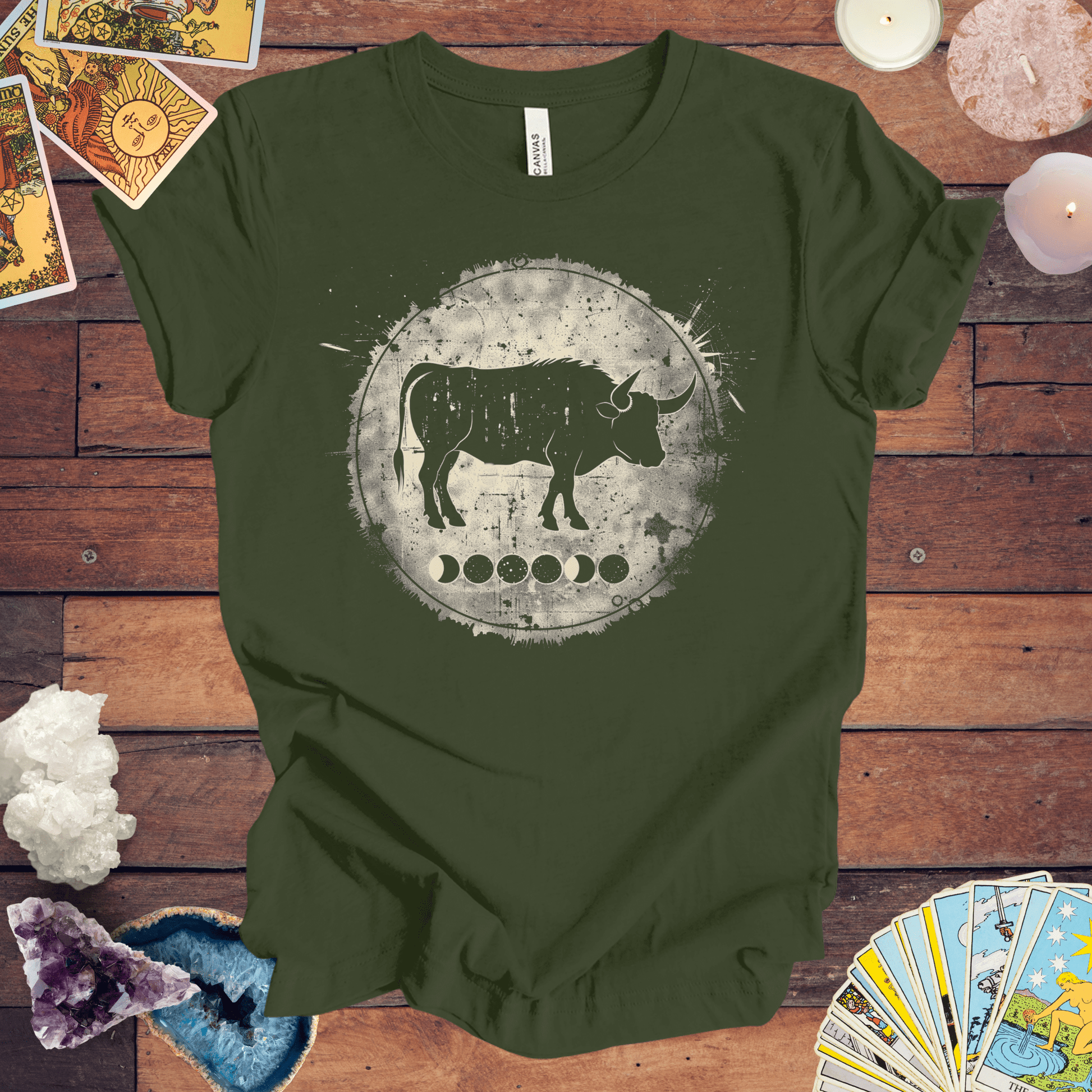 T-Shirt Military Green / S Taurus Lunar Phase T-Shirt