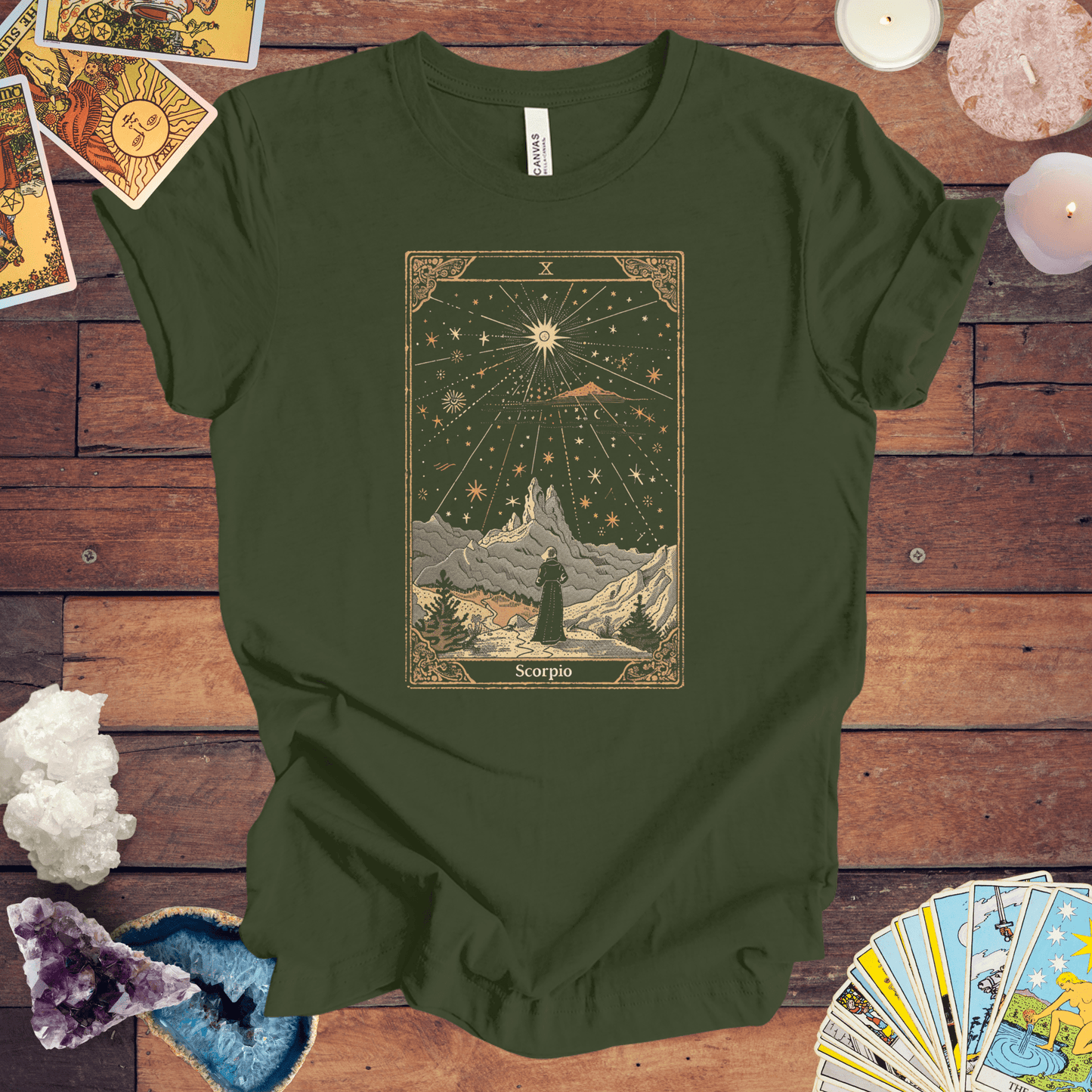 T-Shirt Military Green / S The Ambitious Visionary: Scorpio Tarot Card T-Shirt