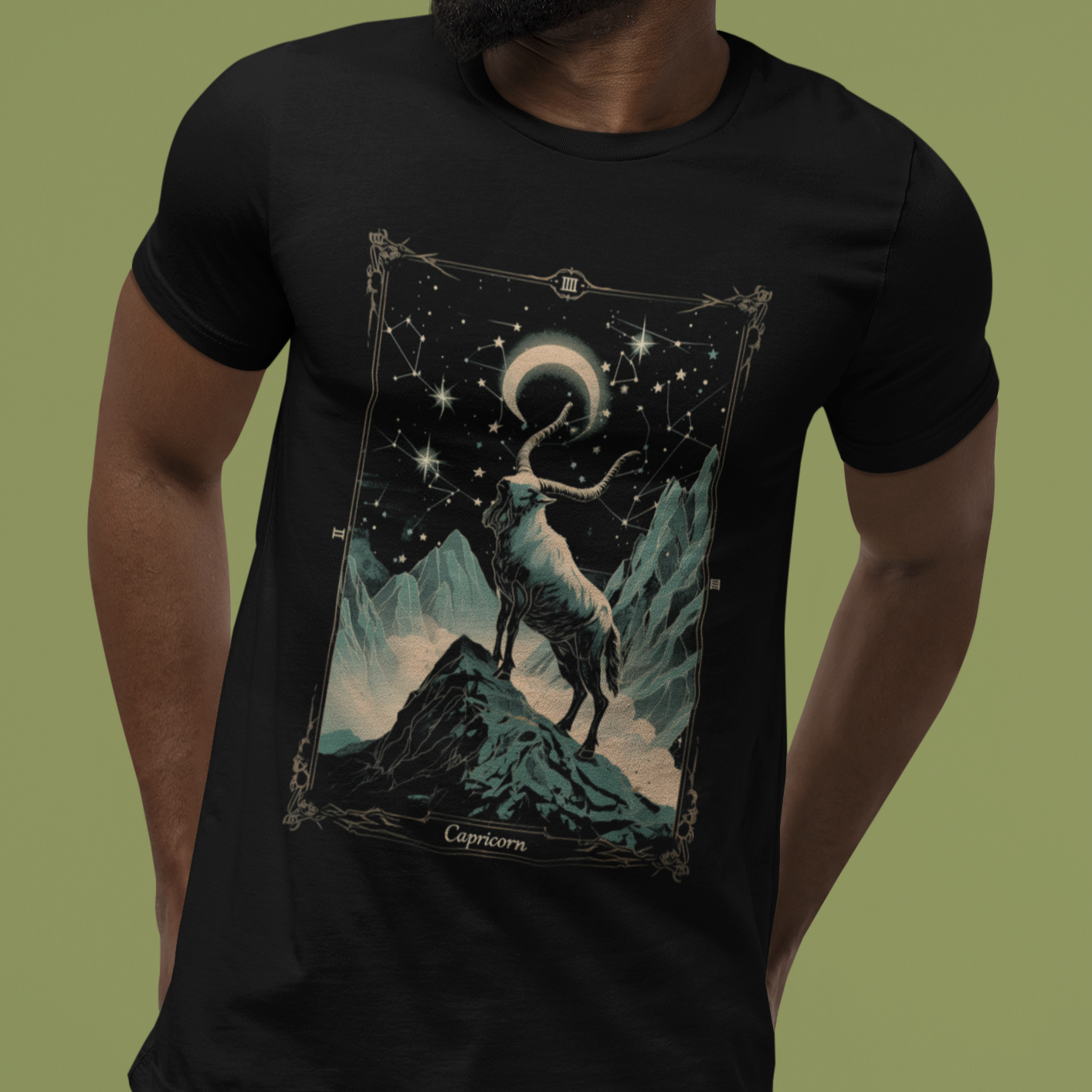 The Steadfast Goat: Capricorn Tarot Card T-Shirt