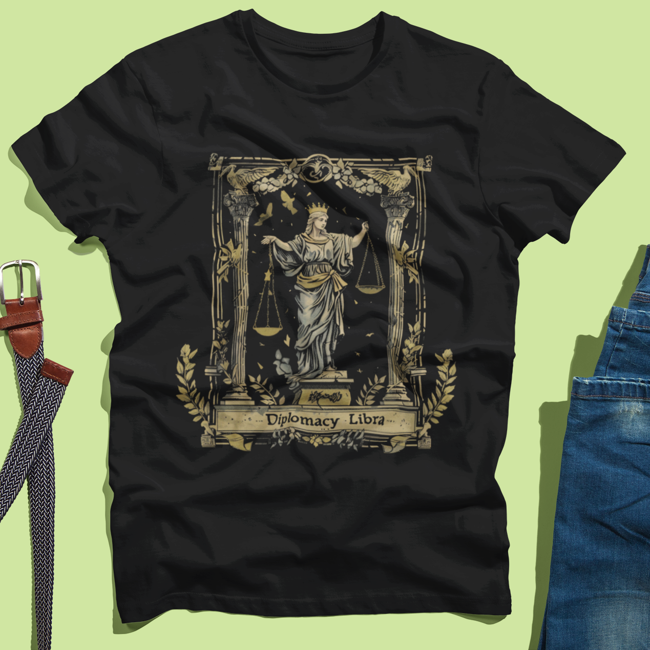 Scales of Poise Libra Diplomacy Tee: Elegance in Balance