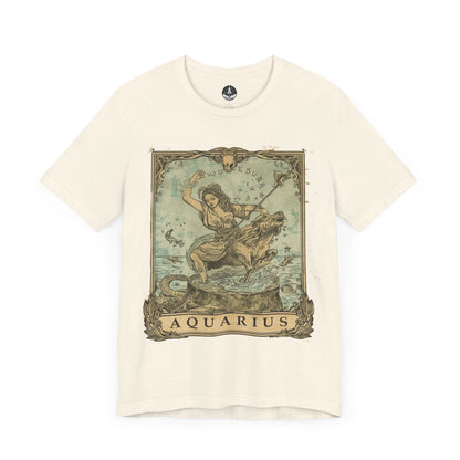 T-Shirt Natural / S Aquarius Odyssey T-Shirt: Navigating Mystical Seas with Boundless Spirit
