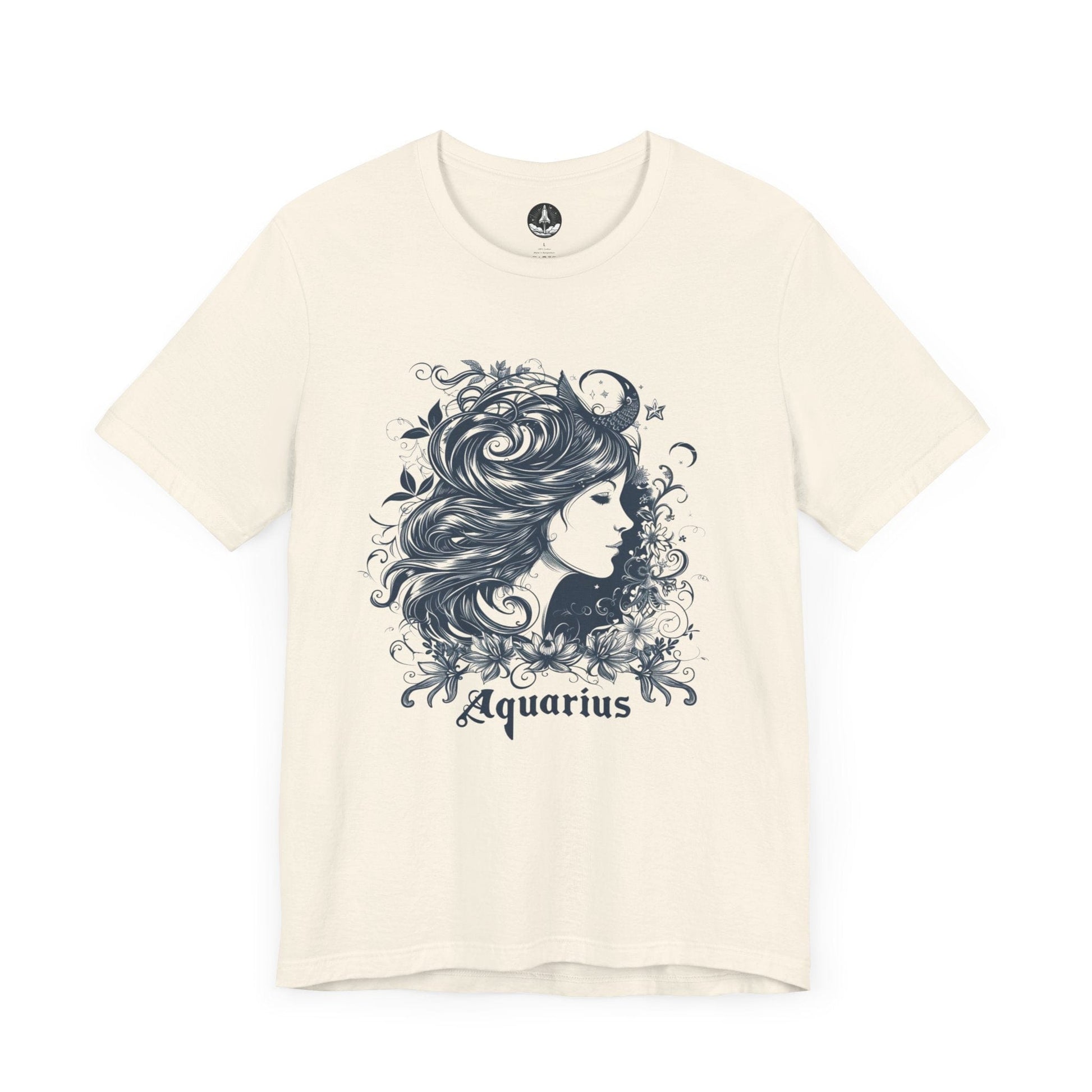 T-Shirt Natural / S Aquarius Windswept Wonder T-Shirt: Celestial Beauty for the Free Spirit