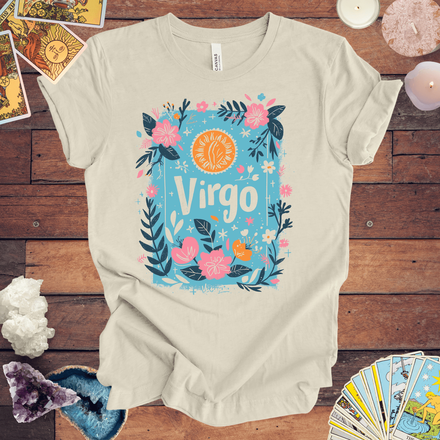 T-Shirt Natural / S Botanic Maiden Virgo TShirt: Earthy Elegance