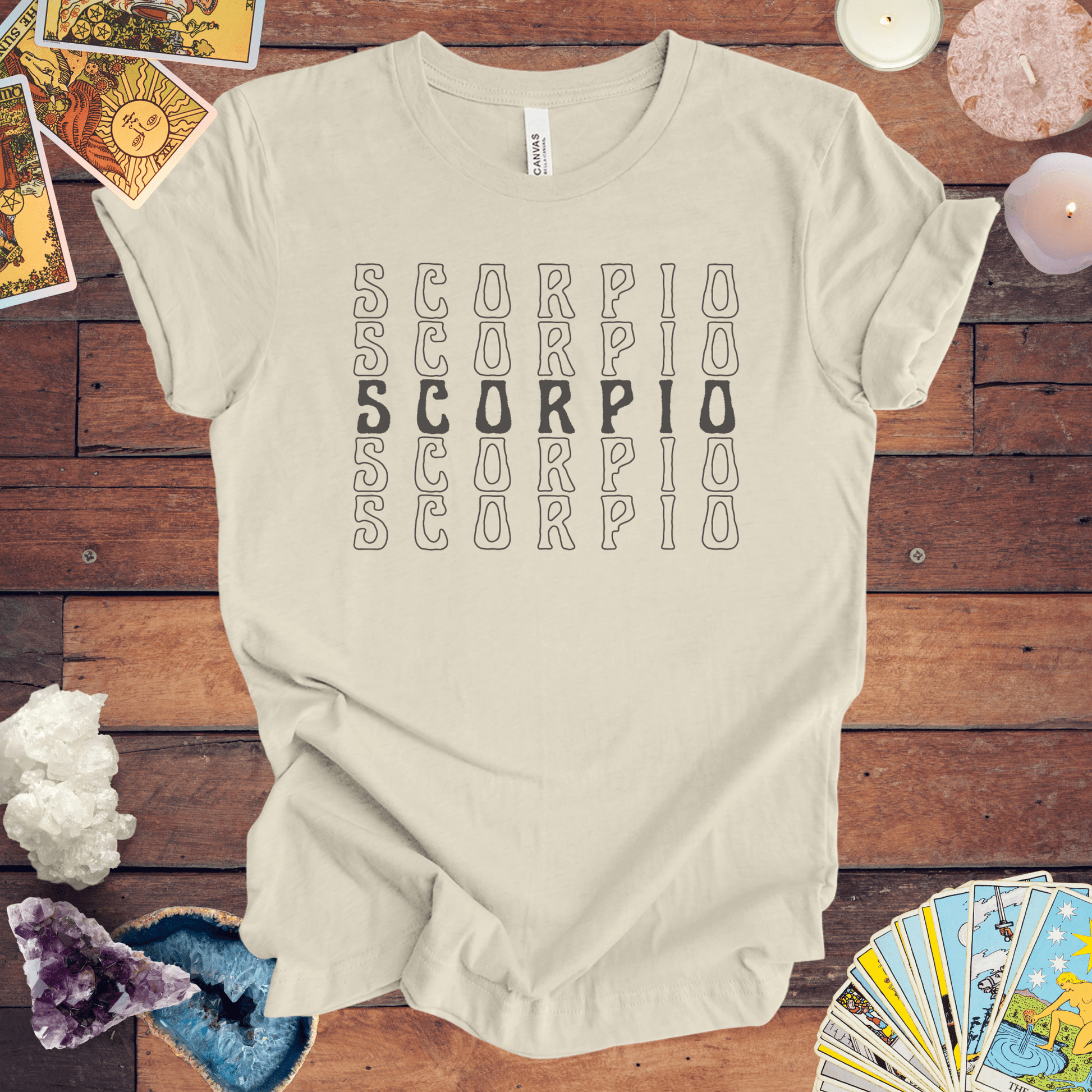 T-Shirt Natural / S Scorpio Repetition - Minimalist Zodiac T-Shirt