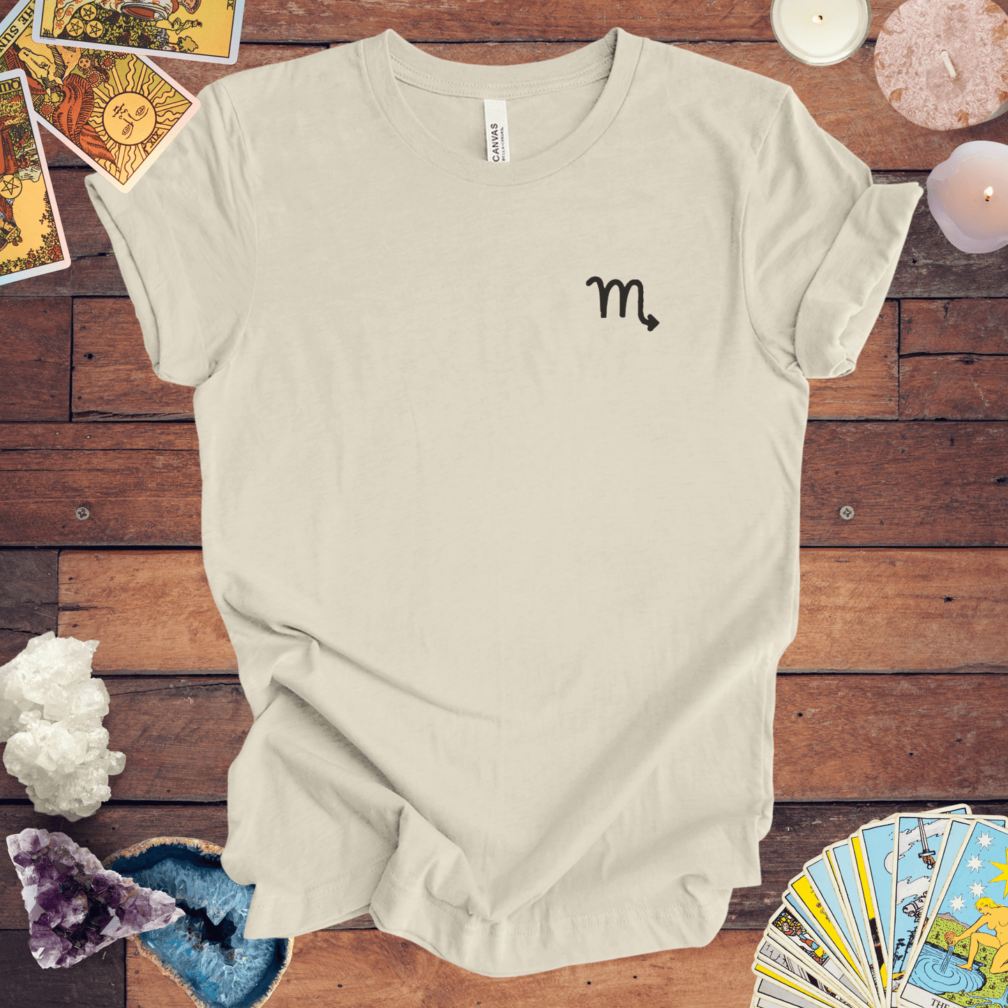 T-Shirt Natural / S Scorpio Zodiac Cipher T-Shirt: Unveil Your Mystery with Elegant Minimalism