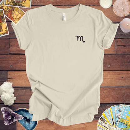 T-Shirt Natural / S Scorpio Zodiac Cipher T-Shirt: Unveil Your Mystery with Elegant Minimalism