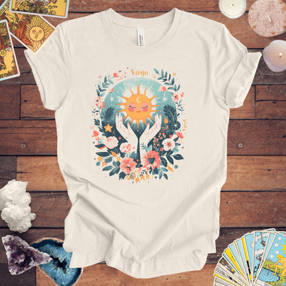 T-Shirt Natural / S Sunlit Maiden Virgo TShirt: Blossoming with Detail