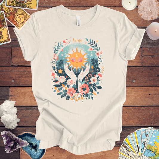 T-Shirt Natural / S Sunlit Maiden Virgo TShirt: Blossoming with Detail