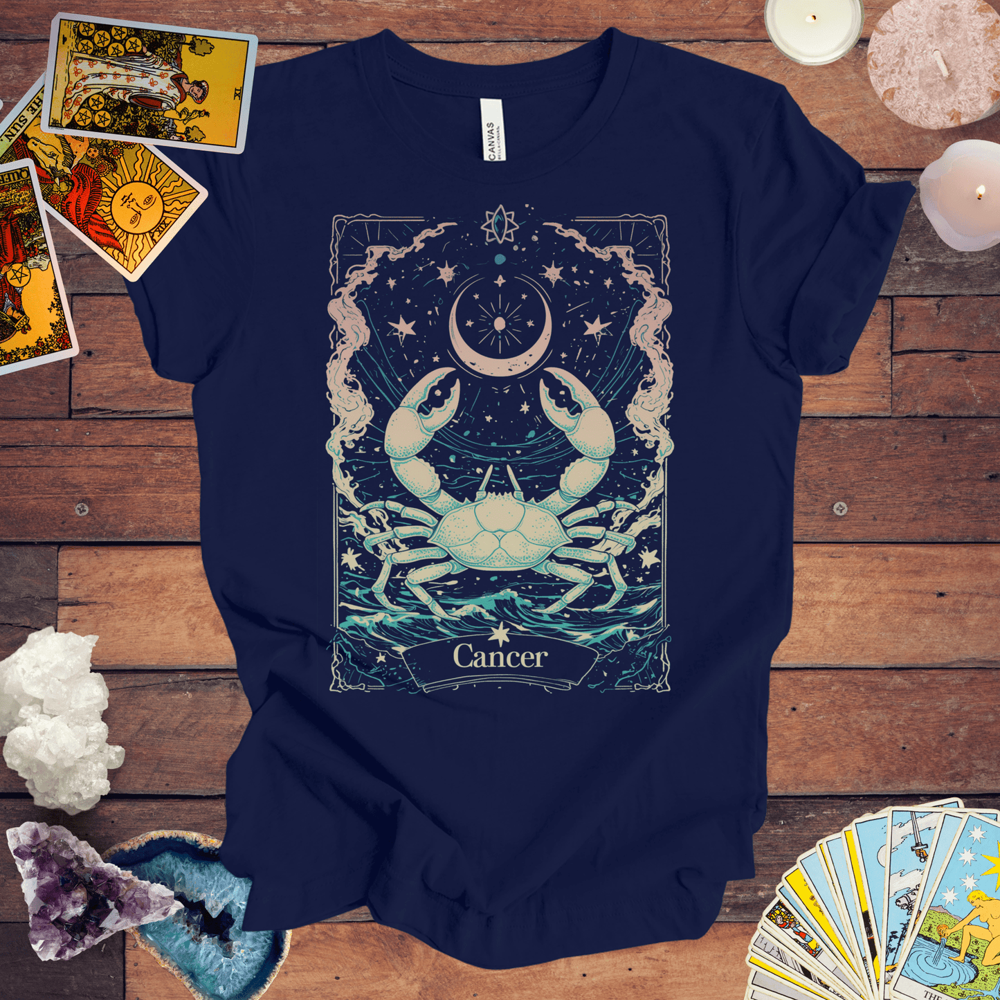 T-Shirt Navy / S The Crab: Cancer Tarot Card T-Shirt