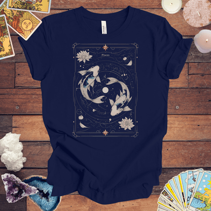 T-Shirt Navy / S The Dreamy Fish: Pisces Tarot Card T-Shirt