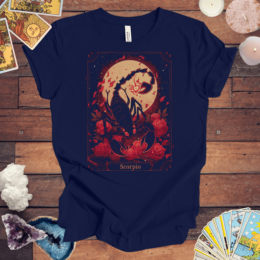 T-Shirt Navy / S The Intense Scorpion: Scorpio Tarot Card T-Shirt