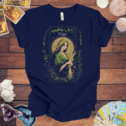 T-Shirt Navy / S The Maiden: Virgo Tarot Card T-Shirt