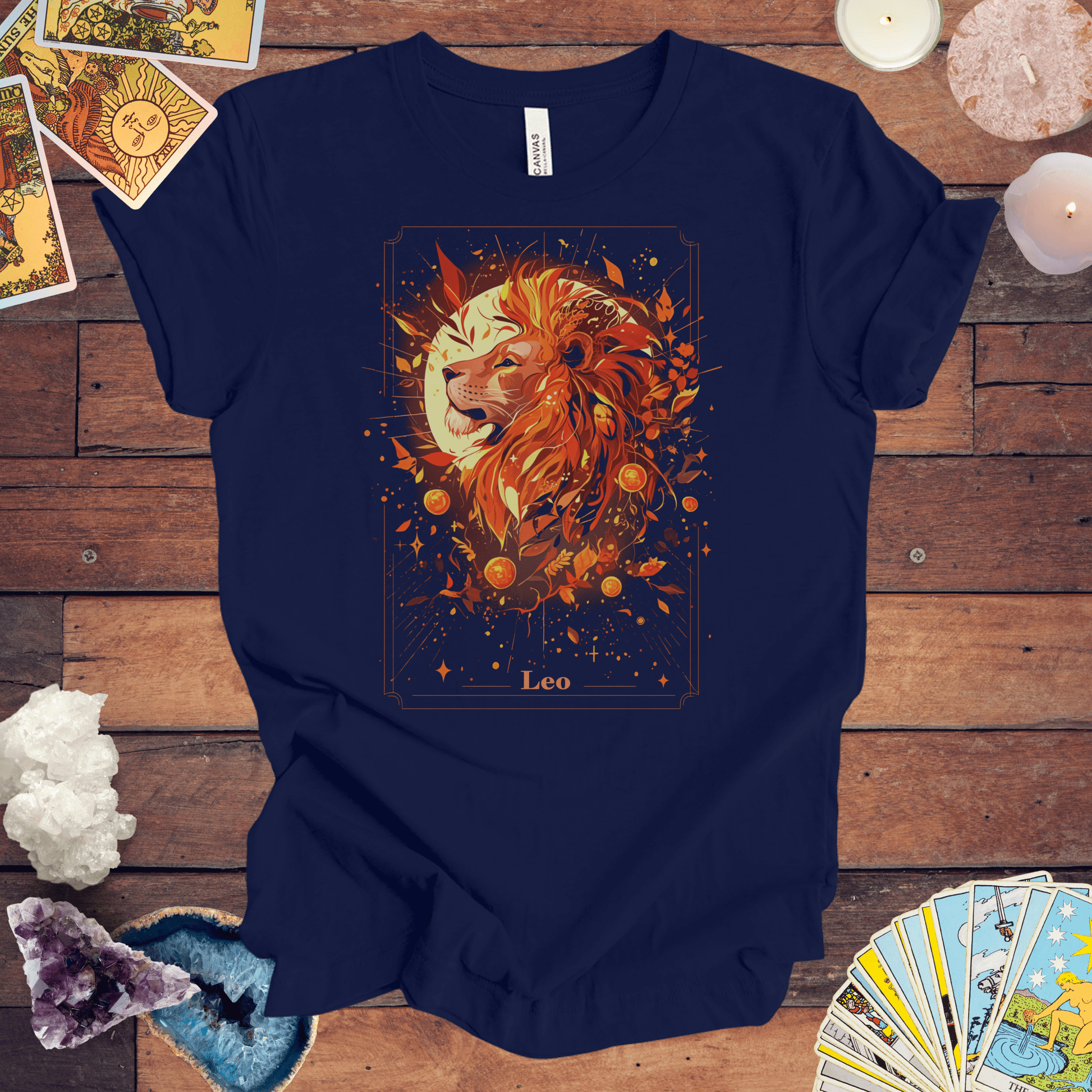 T-Shirt Navy / S The Pride Lion: Leo Tarot Card T-Shirt