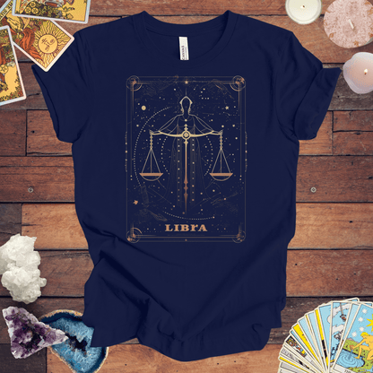 T-Shirt Navy / S The Scales: Libra Tarot Card T-Shirt