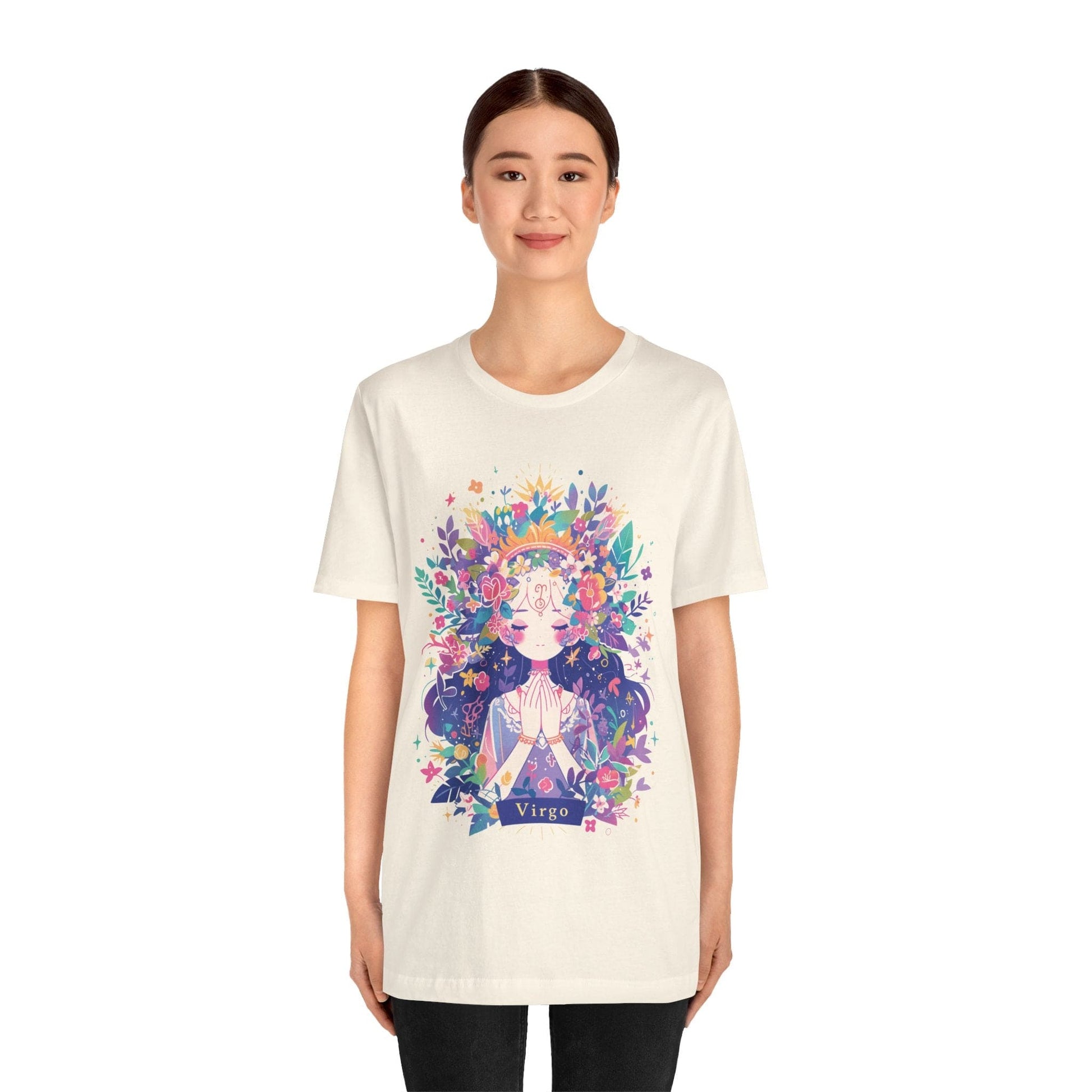 T-Shirt Neon Blossom Virgo TShirt: Luminous Purity