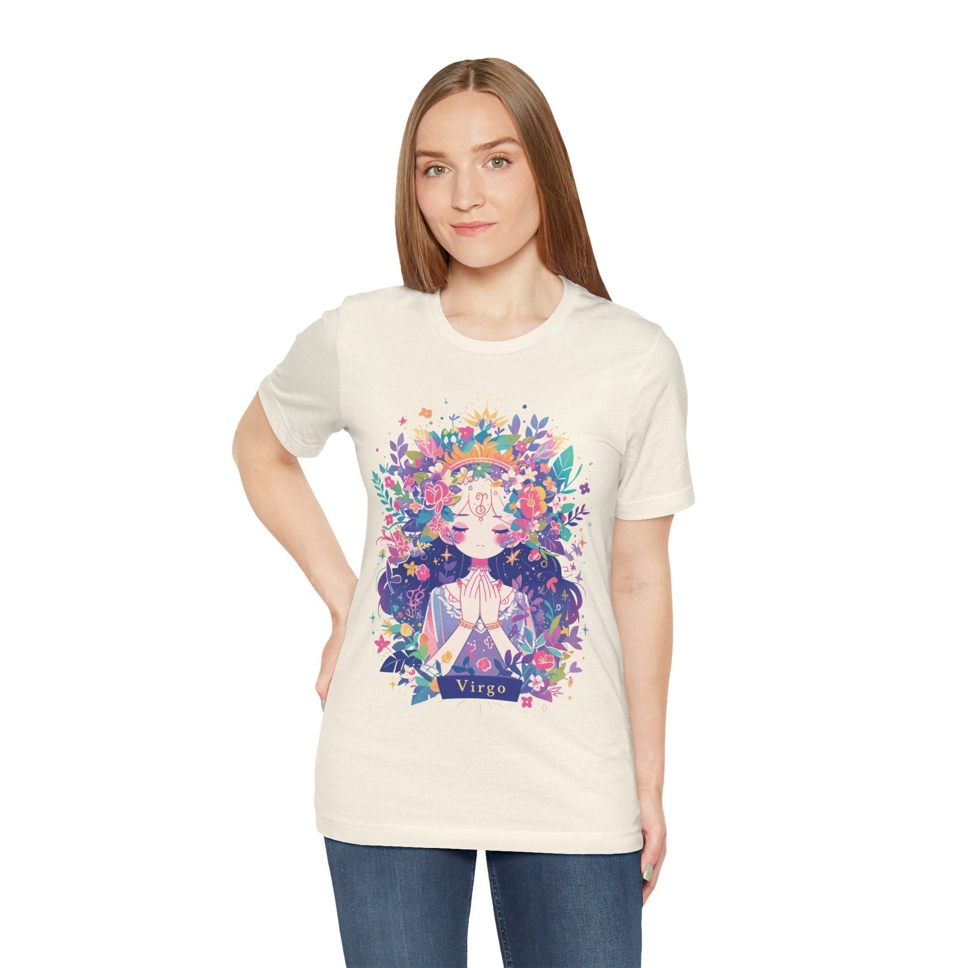 T-Shirt Neon Blossom Virgo TShirt: Luminous Purity