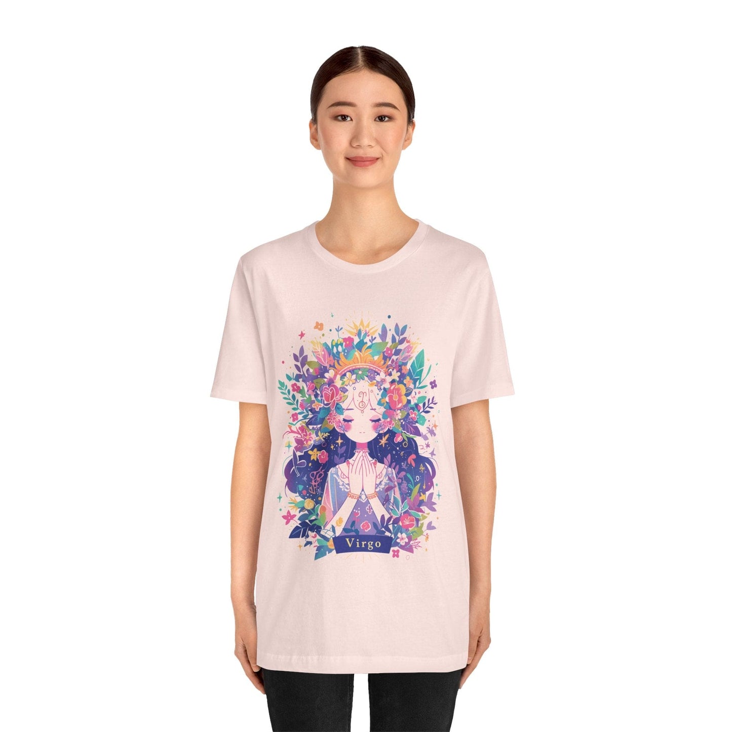 T-Shirt Neon Blossom Virgo TShirt: Luminous Purity