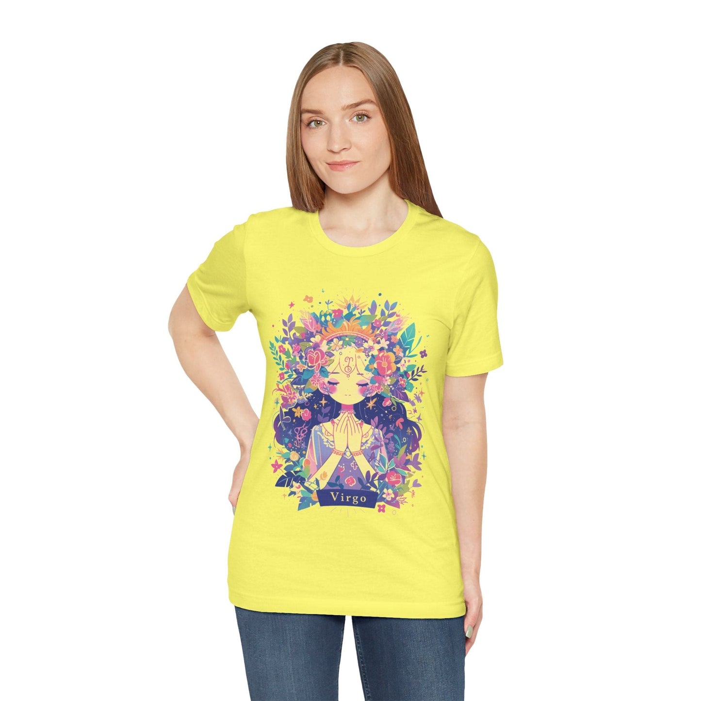 T-Shirt Neon Blossom Virgo TShirt: Luminous Purity