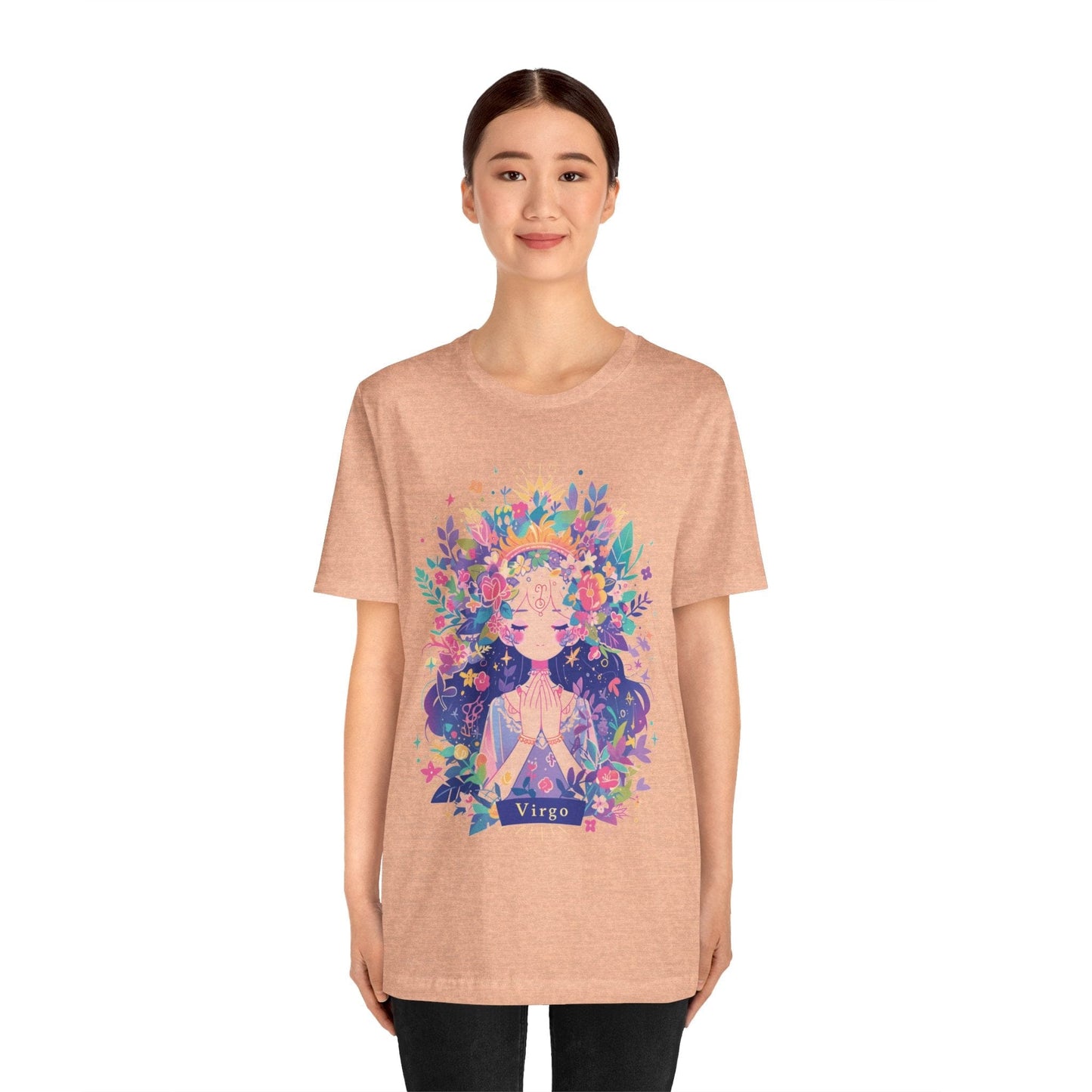 T-Shirt Neon Blossom Virgo TShirt: Luminous Purity