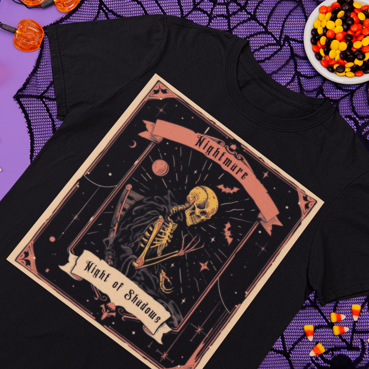 T-Shirt Nightmare Night of Shadows Tarot Card T-Shirt - Halloween Limited Edition