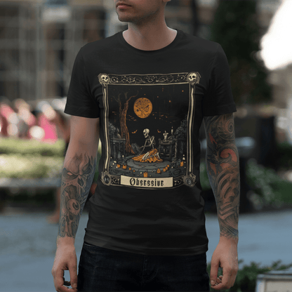 T-Shirt Obsessive Skeleton Tarot Card T-Shirt  - Halloween Limited Edition