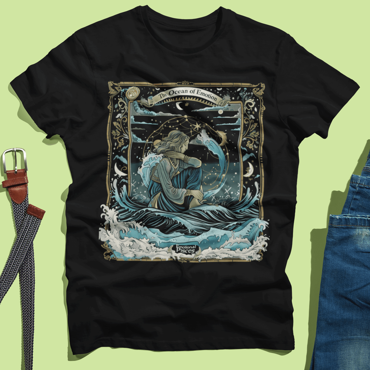 T-Shirt Ocean Emotion: Pisces Tarot Card T-Shirt