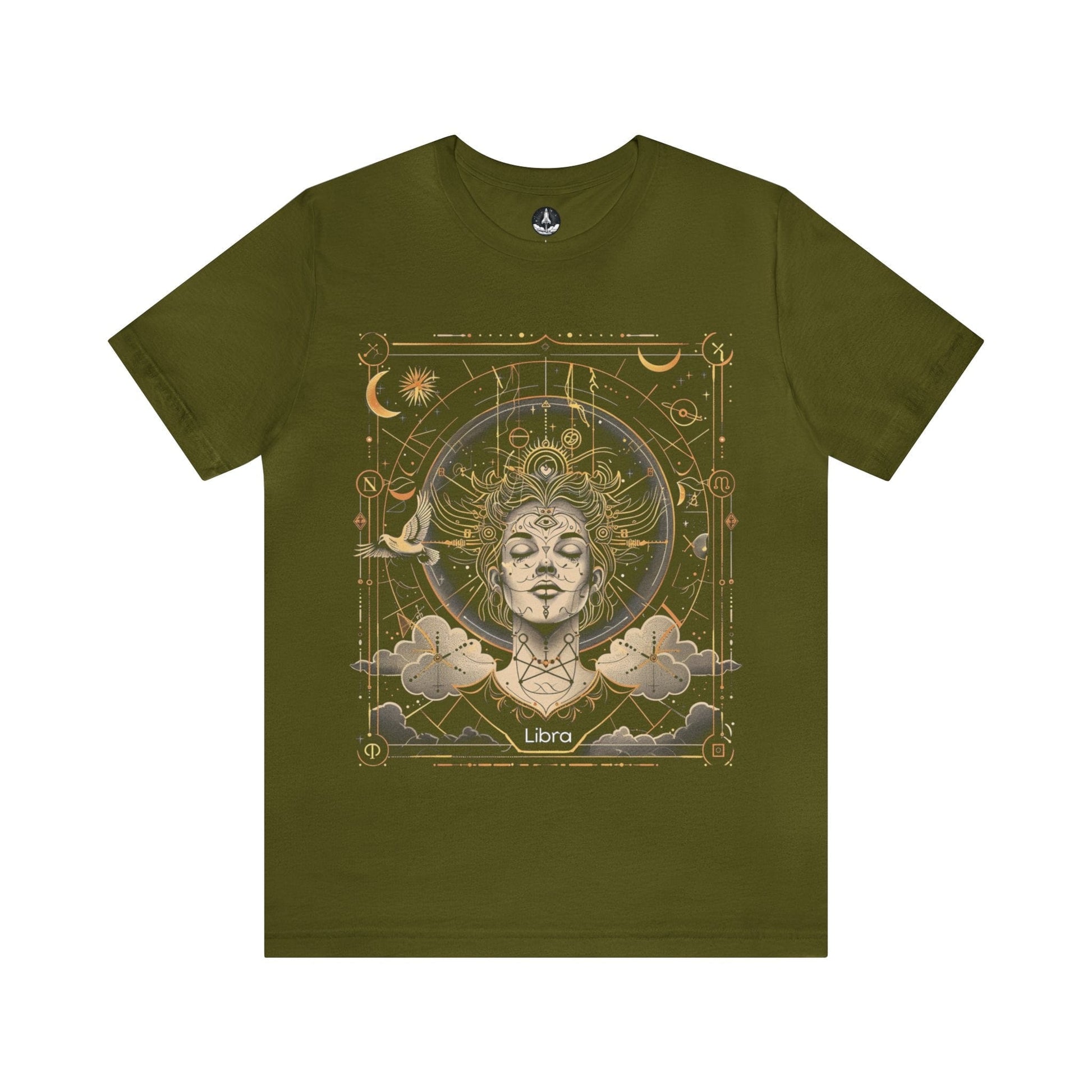 T-Shirt Olive / S Celestial Balance Libra Mystique TShirt: Cosmic Justice Meets Style